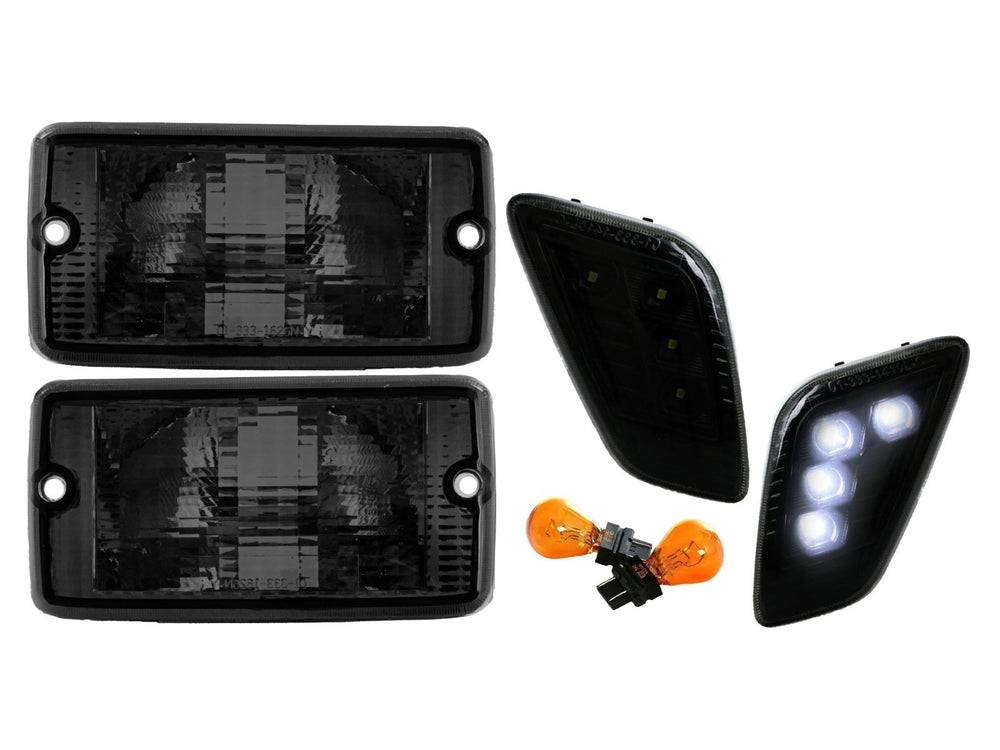 1997 - 2006 Jeep Wrangler TJ Crystal Clear or Smoke Front Bumper Lights + LED Side Marker Lights