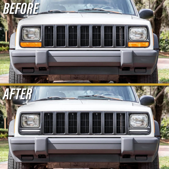 1997 - 2001 Jeep Cherokee Front Clear or Smoke Lens Switchback LED Bumper Turn Signal Light