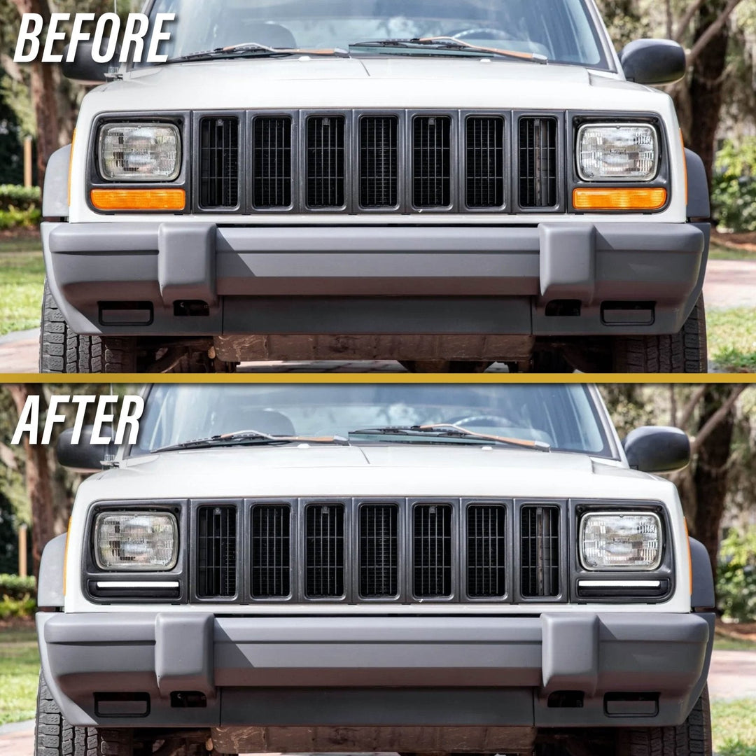 1997 - 2001 Jeep Cherokee Front Clear or Smoke Lens Switchback LED Bumper Turn Signal Light
