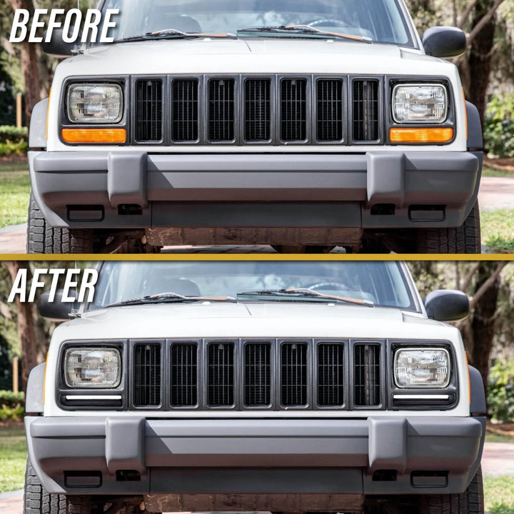 1997 - 2001 Jeep Cherokee Front Clear or Smoke Lens Switchback LED Bumper Turn Signal Light