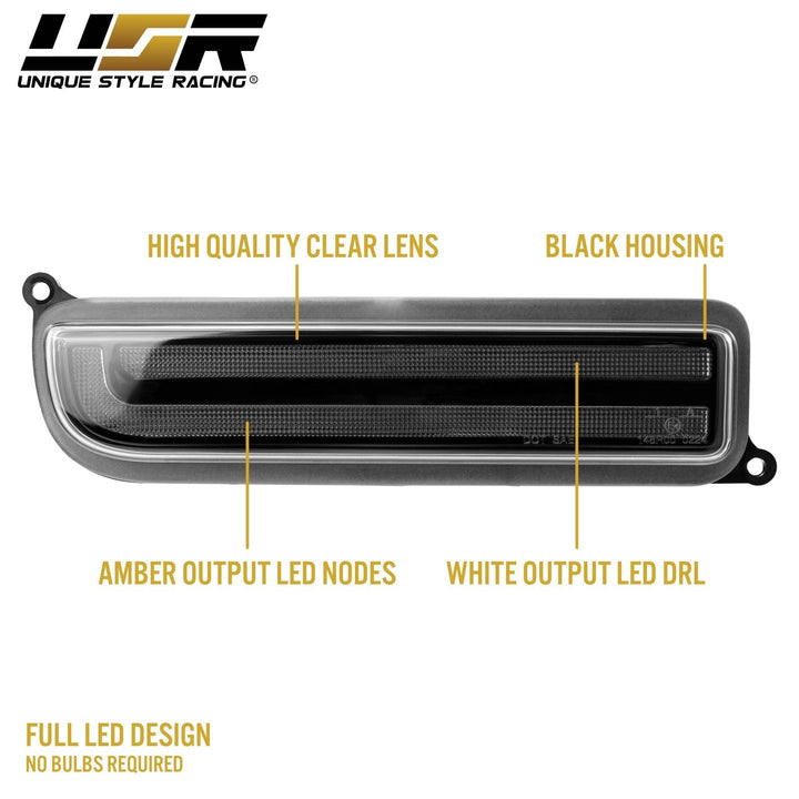 1997 - 2001 Jeep Cherokee Front Clear or Smoke Lens Switchback LED Bumper Turn Signal Light