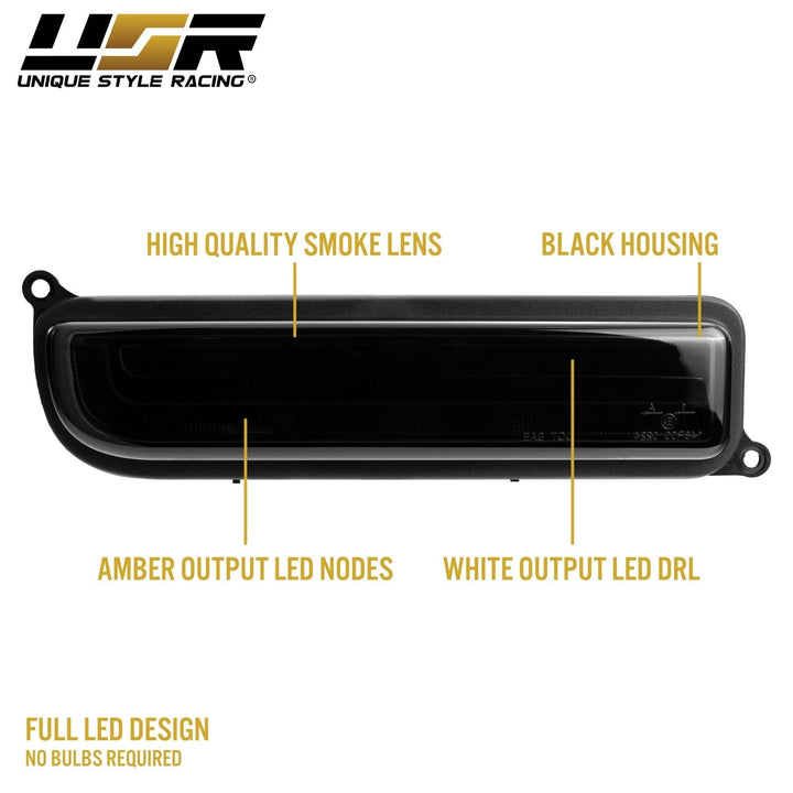 1997 - 2001 Jeep Cherokee Front Clear or Smoke Lens Switchback LED Bumper Turn Signal Light