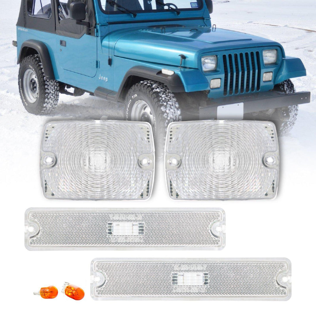 1987 - 1993 Jeep Wrangler YJ Clear or Smoke Bumper Signal Lights + Bumper Side Marker Lights