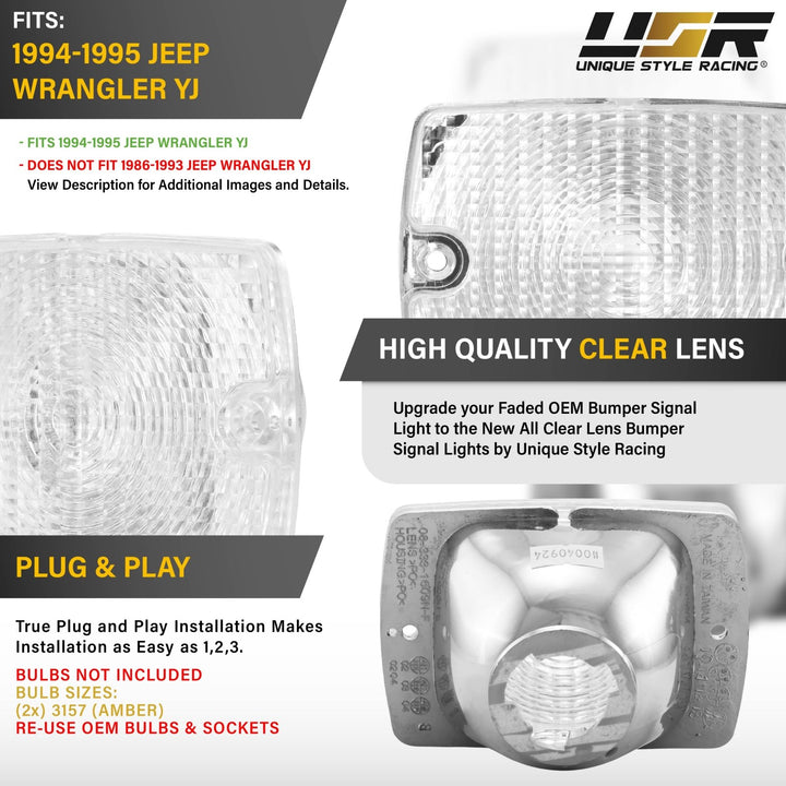 1994 1995 Jeep Wrangler YJ Clear or Smoke Bumper Signal Lights
#lens-color_clear-lens