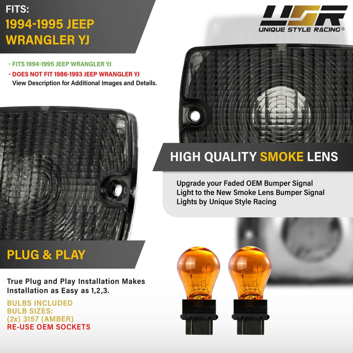1994 1995 Jeep Wrangler YJ Clear or Smoke Bumper Signal Lights
#lens-color_smoke-lens