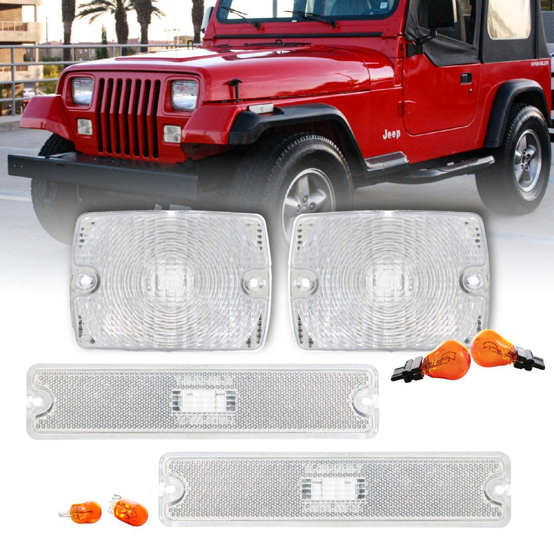 1994 - 1995 Jeep Wrangler YJ Clear or Smoke Bumper Signal Lights + Side Marker Lights