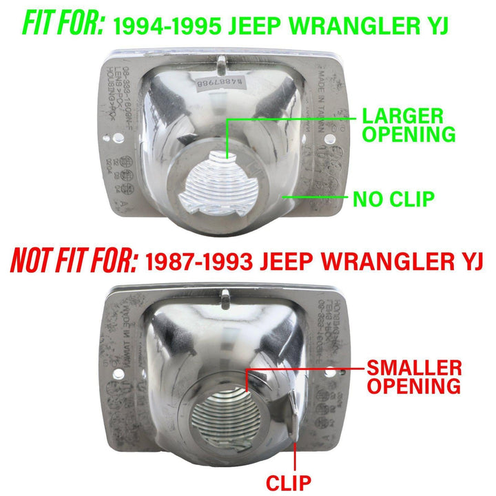 1994 - 1995 Jeep Wrangler YJ Clear or Smoke Bumper Signal Lights + Side Marker Lights