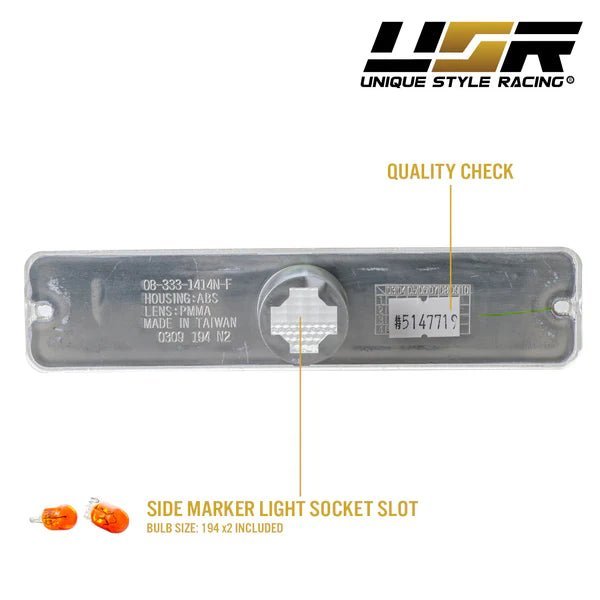 1994 - 1995 Jeep Wrangler YJ Clear or Smoke Bumper Signal Lights + Side Marker Lights