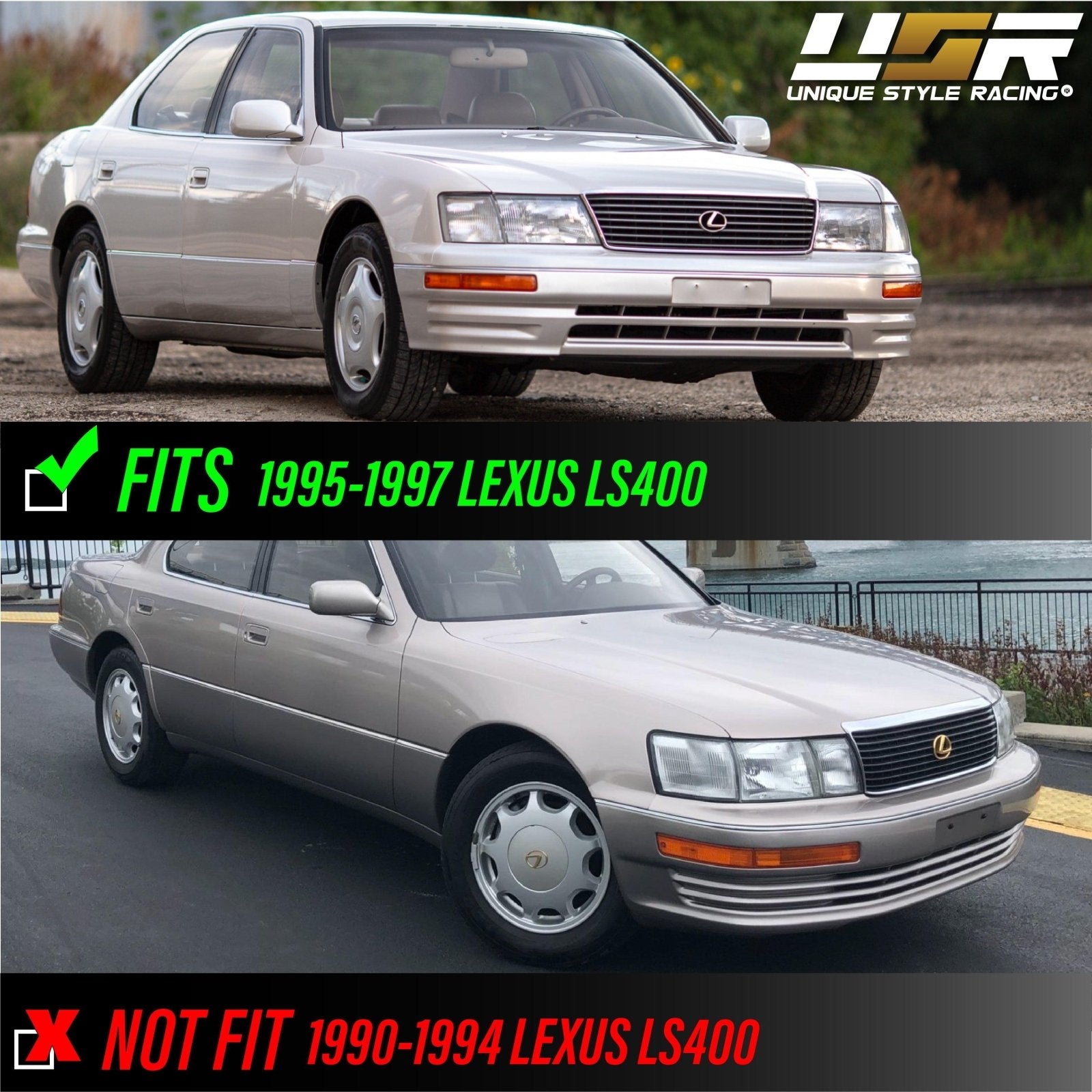 1995-1997 Lexus LS400 Crystal Style Clear Lens 4 Pieces Front