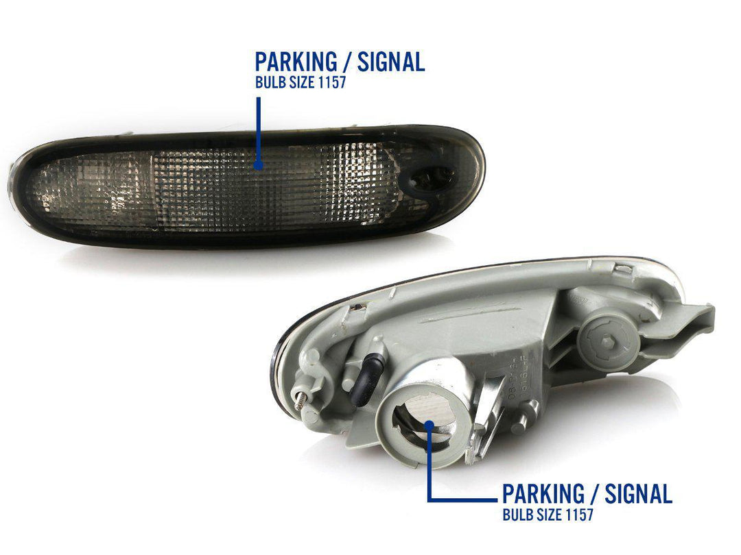 1992 - 1995 Mazda MX3 MX3 Smoke Front Bumper Turn Signal Light Pair