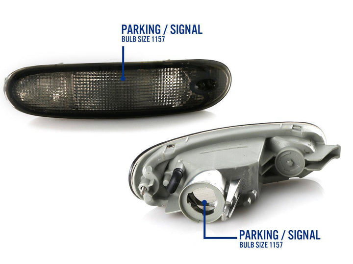 1992 - 1995 Mazda MX3 MX3 Smoke Front Bumper Turn Signal Light Pair