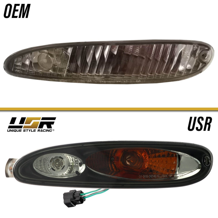 1993 - 1995 Mazda RX7 RX - 7 Coupe Black Housing Clear Lens Front Signal Bumper Light