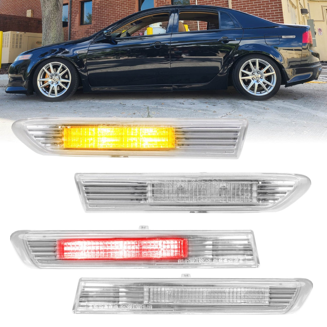 2004-2008 Acura TL Smoke or Clear 4 Pieces LED Side Marker Lights For Base OR Type S Model

#lens-color_clear-lens-front-amber-led-rear-red-led