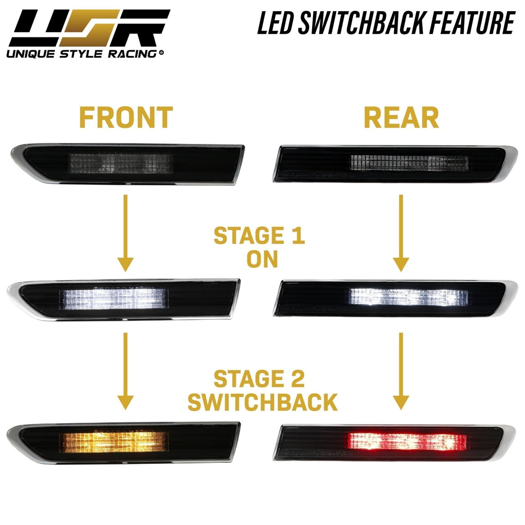 2004 - 2008 Acura TL Smoke 4 Pieces Switchback LED Side Marker Lights For Base OR Type S Models