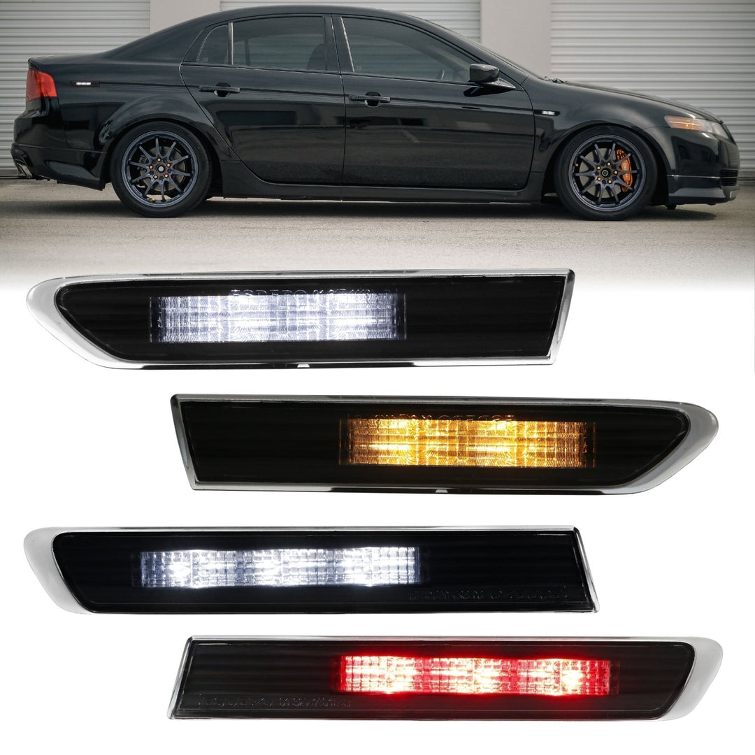 2004 - 2008 Acura TL Smoke 4 Pieces Switchback LED Side Marker Lights For Base OR Type S Models