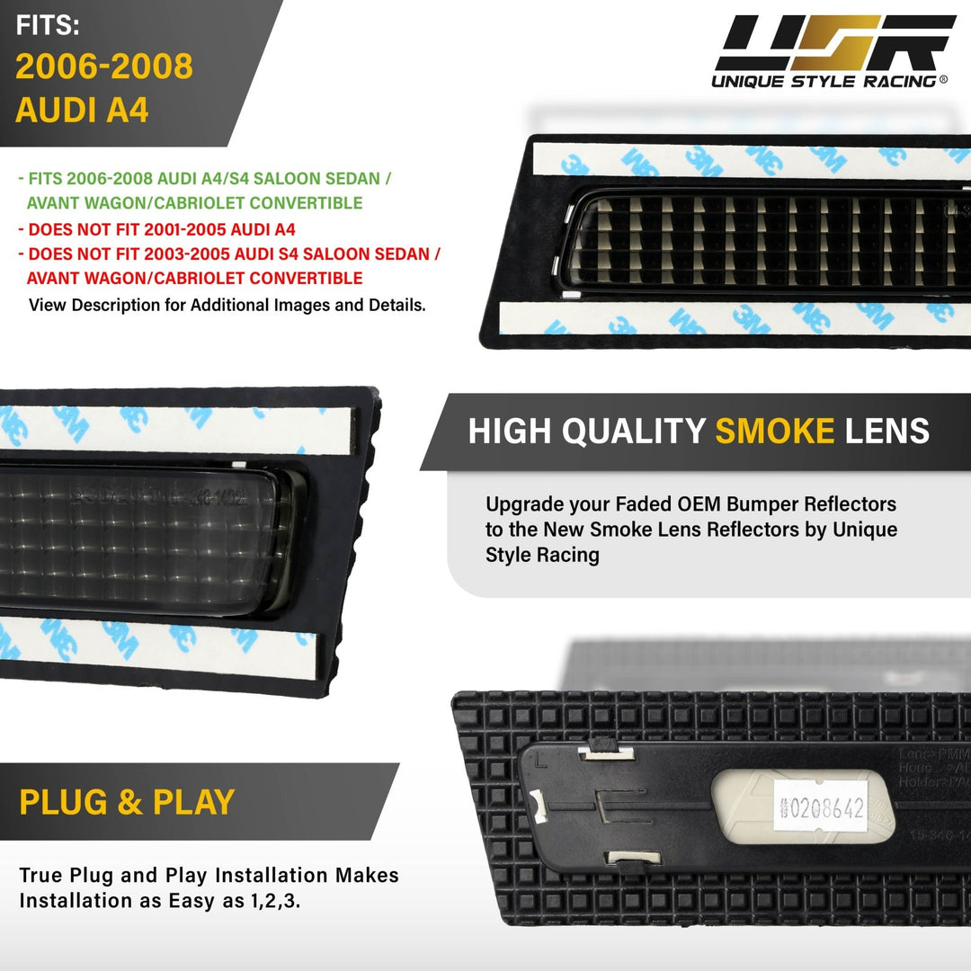 2006 2007 2008 Audi A4 / S4 B7 Clear or Smoke Lens Front Bumper Reflector
#lens-color_smoke-lens