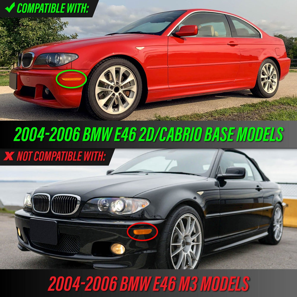 2004 - 2006 BMW E46 3 Series 2D Coupe/Cabrio Clear or Smoke Lens Bumper Reflector Light