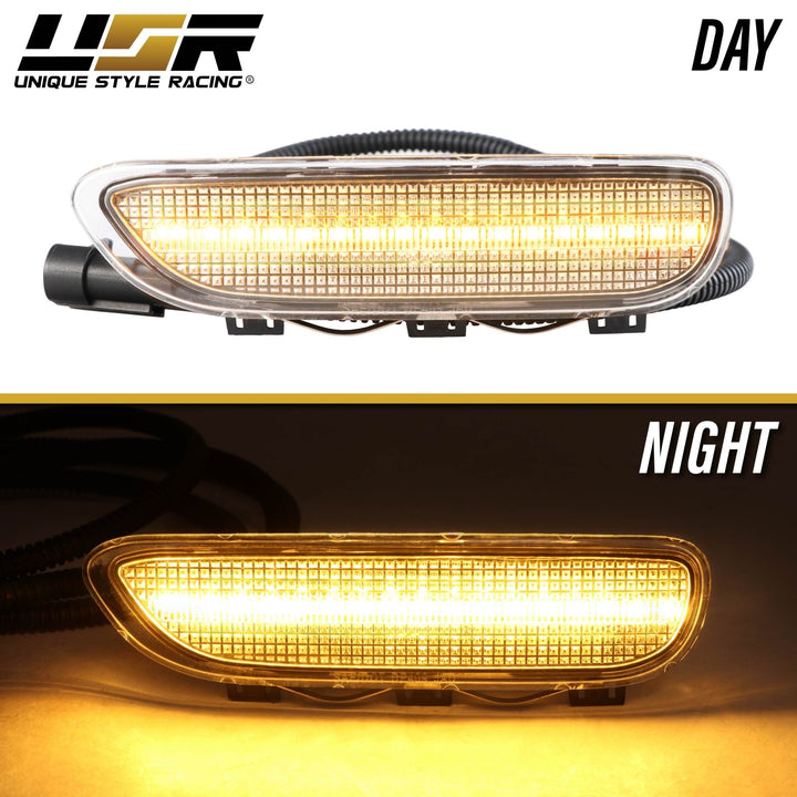 2000 2001 2002 2003 BMW E46 3 Series 2 Door Coupe/Cabrio & 2002 2003 2004 2005 2006 M3 Clear or Smoke Front LED Side Marker Light Bumper Reflector 
#color-combo_clear-lens-amber-led