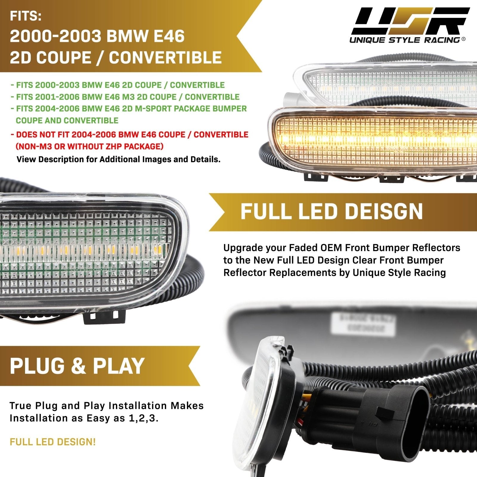 DEPO White Front Turn Signal Lights For BMW E46 Coupe & Convertible (04/1999–08/2001)