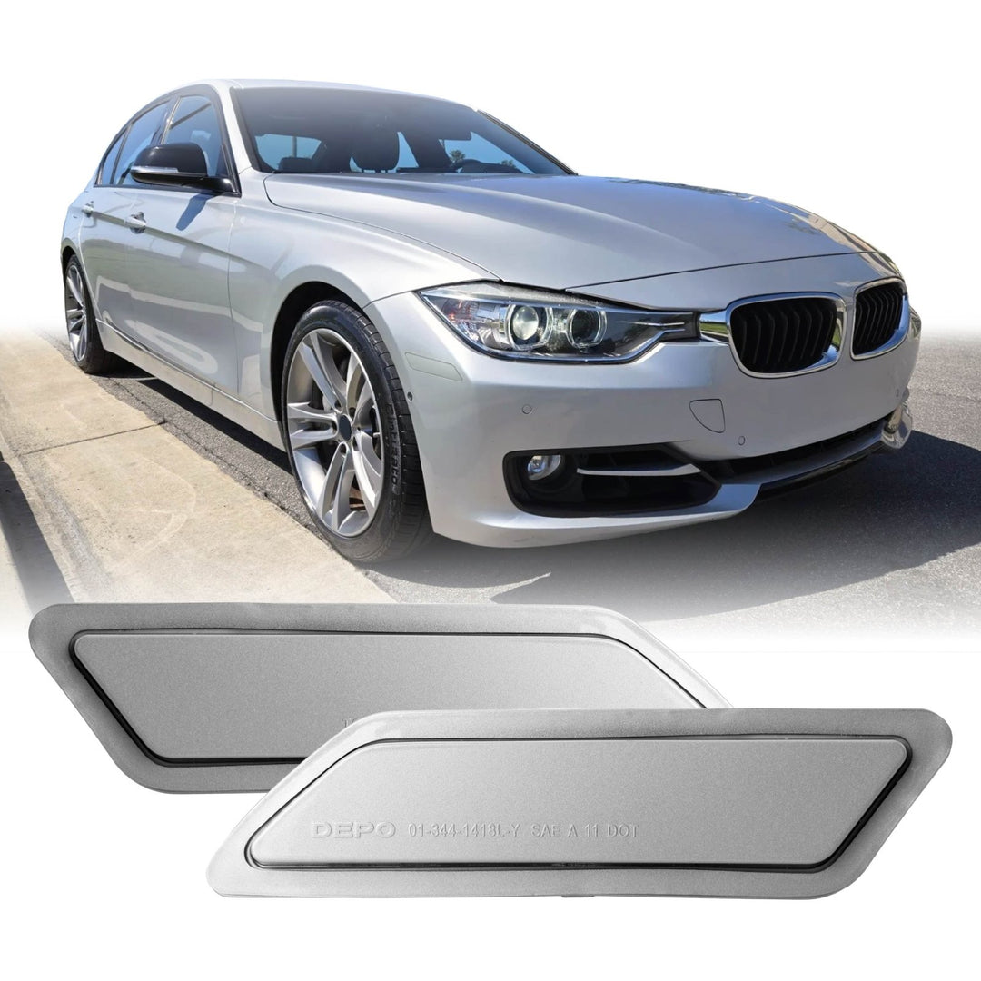 2012 2013 2014 2015 BMW 3 Series F30 / F31 Frosted Clear or Frosted Smoke Lens or Jet Black 668 or Glacier Silver A83 Front Bumper Reflector Light
#lens-color_painted-glacier-silver-a83