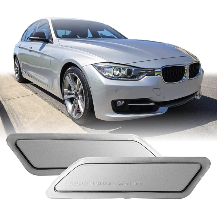2012 2013 2014 2015 BMW 3 Series F30 / F31 Frosted Clear or Frosted Smoke Lens or Jet Black 668 or Glacier Silver A83 Front Bumper Reflector Light
#lens-color_painted-glacier-silver-a83