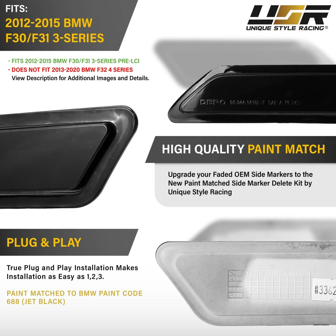 2012 2013 2014 2015 BMW 3 Series F30 / F31 Frosted Clear or Frosted Smoke Lens or Jet Black 668 or Glacier Silver A83 Front Bumper Reflector Light
#lens-color_painted-jet-black-668