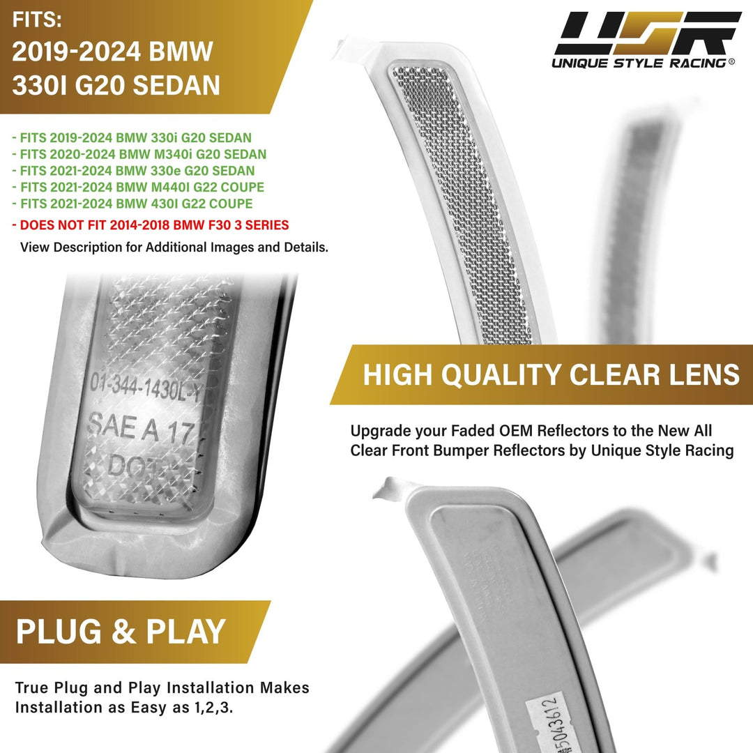 2019 2020 2021 2022 2023 2024 BMW G20 3 Series Euro Clear or Smoke Lens Front Bumper Reflector Light
#lens-color_clear-lens