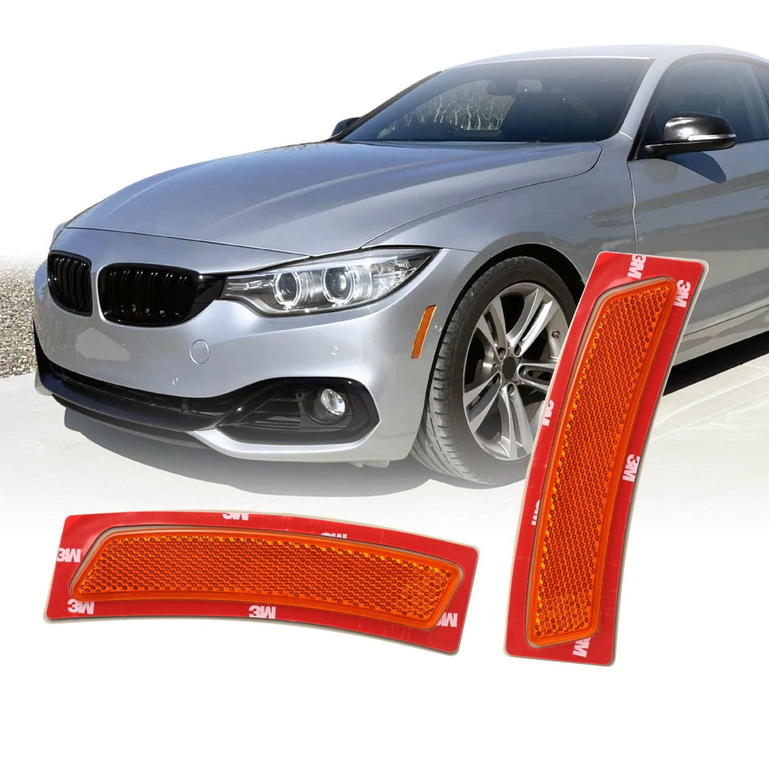 2014-2017 BMW F32 F33 4 Series, 2012-2017 F30 F31 3 Series, 2015-2017 F80 F82 F83 M3 M4 Amber Lens Bumper Replacement Front Reflectors