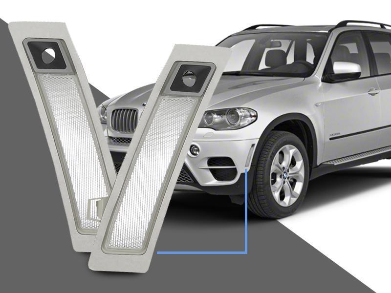 2011 - 2013 BMW X5 E70 With Side Camera Clear or Smoke Front Bumper Reflector Light
