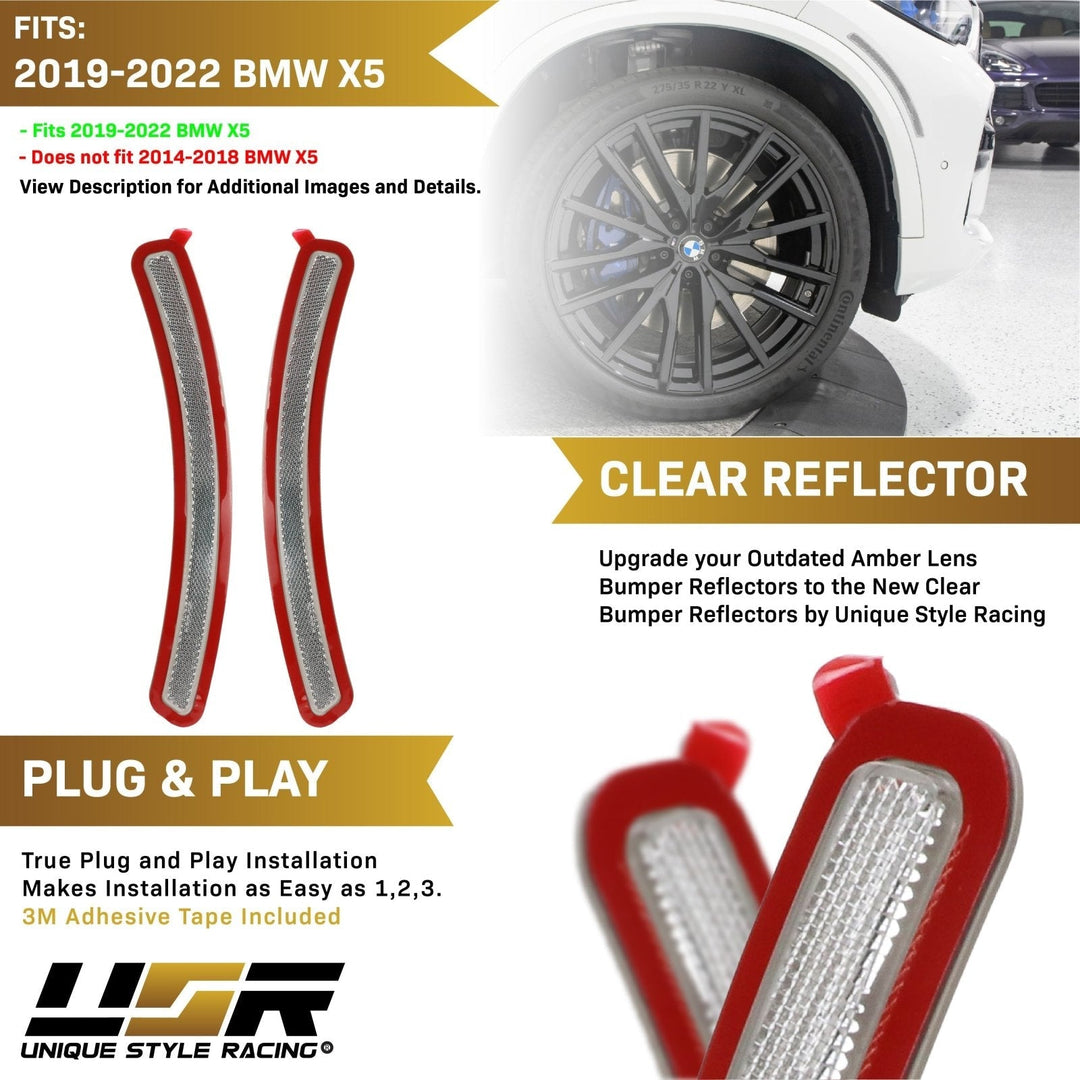2019 - 2021 BMW G05 X5 Euro Clear or Smoke Lens Front Bumper Reflector Light