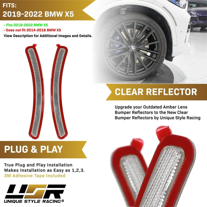 2019 - 2021 BMW G05 X5 Euro Clear or Smoke Lens Front Bumper Reflector Light