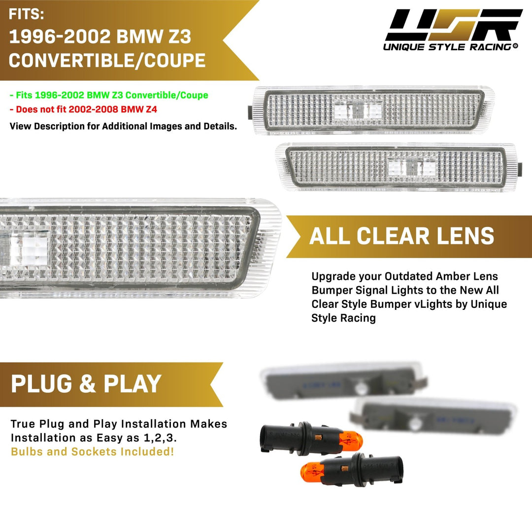 1996-2002 BMW Z3 Roadster / M Roadster / M Coupe Clear or Smoke Bumper Side Marker Light

#lens-color_clear-lens