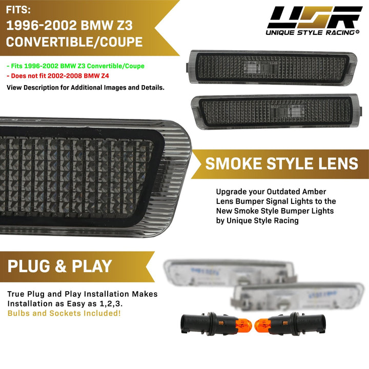 1996-2002 BMW Z3 Roadster / M Roadster / M Coupe Clear or Smoke Bumper Side Marker Light

#lens-color_smoke-lens