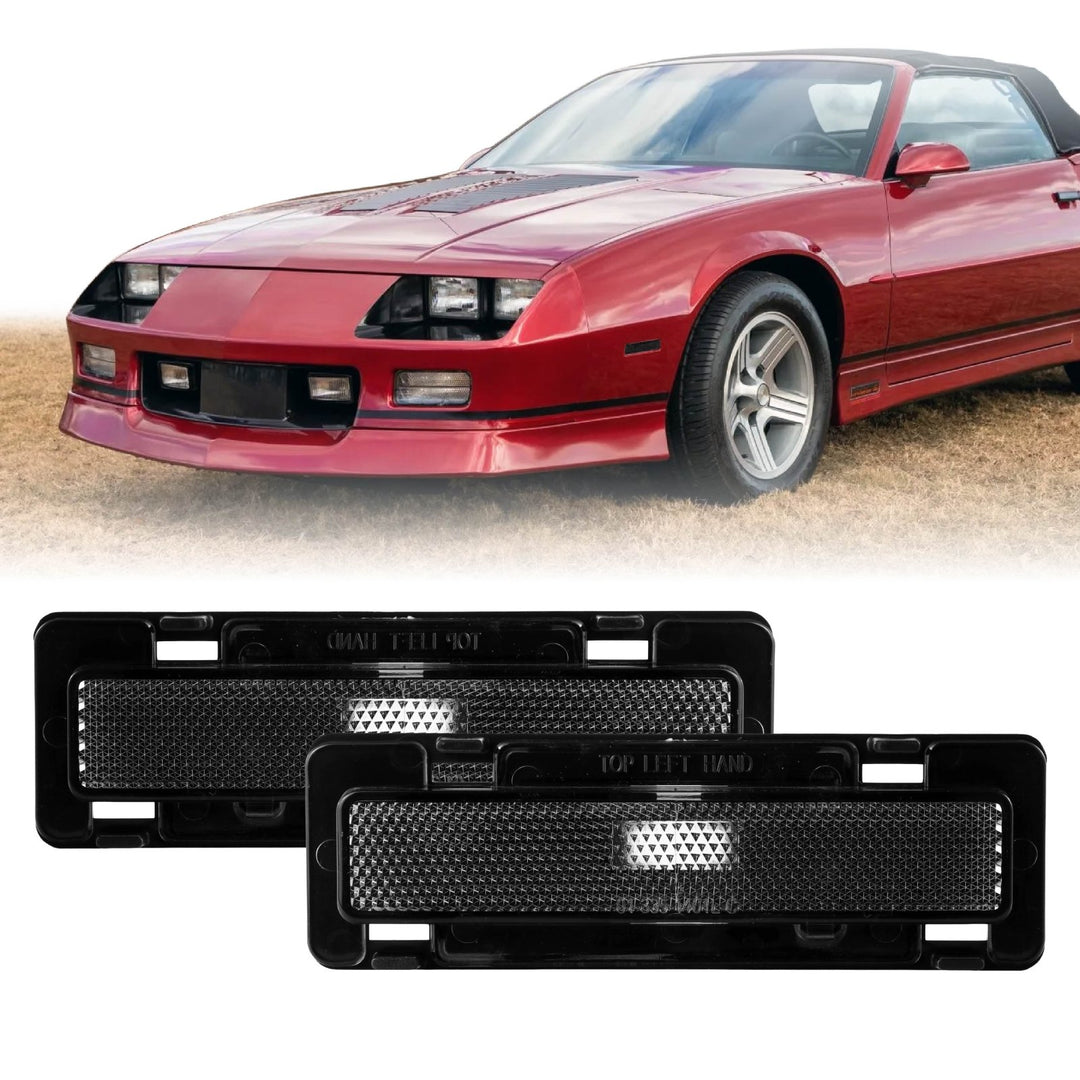 1982 1983 1984 1985 1986 1987 1988 1989 1990 1991 1992 Pontiac Firebird / Trans AM & 1985 1986 1987 1988 1989 1990 1991 1992 Chevrolet Camaro Clear or Smoke Lens Front Bumper Side Marker Lights 
#lens-color_smoke-lens