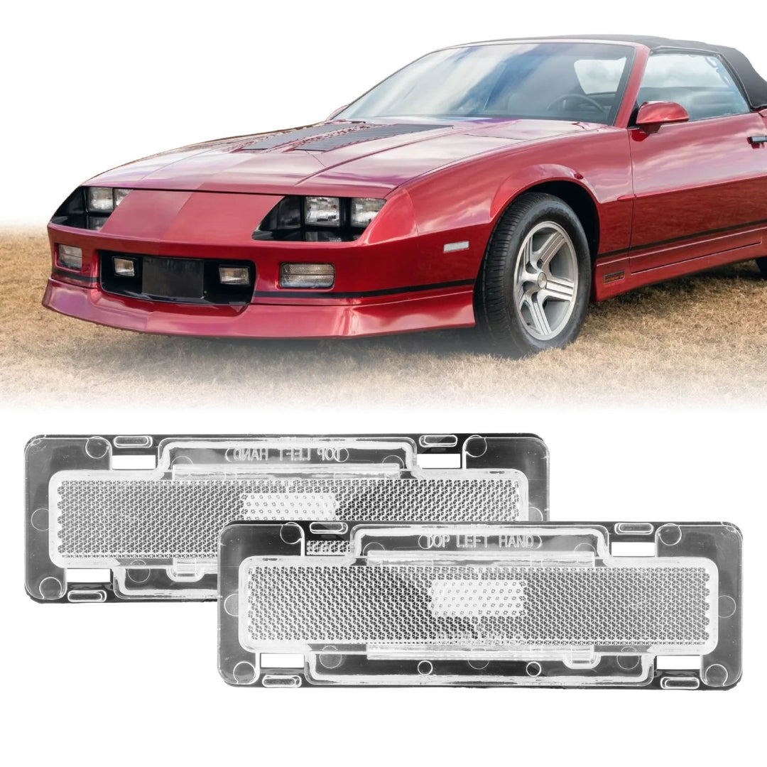 1982 1983 1984 1985 1986 1987 1988 1989 1990 1991 1992 Pontiac Firebird / Trans AM & 1985 1986 1987 1988 1989 1990 1991 1992 Chevrolet Camaro Clear or Smoke Lens Front Bumper Side Marker Lights 
#lens-color_clear-lens