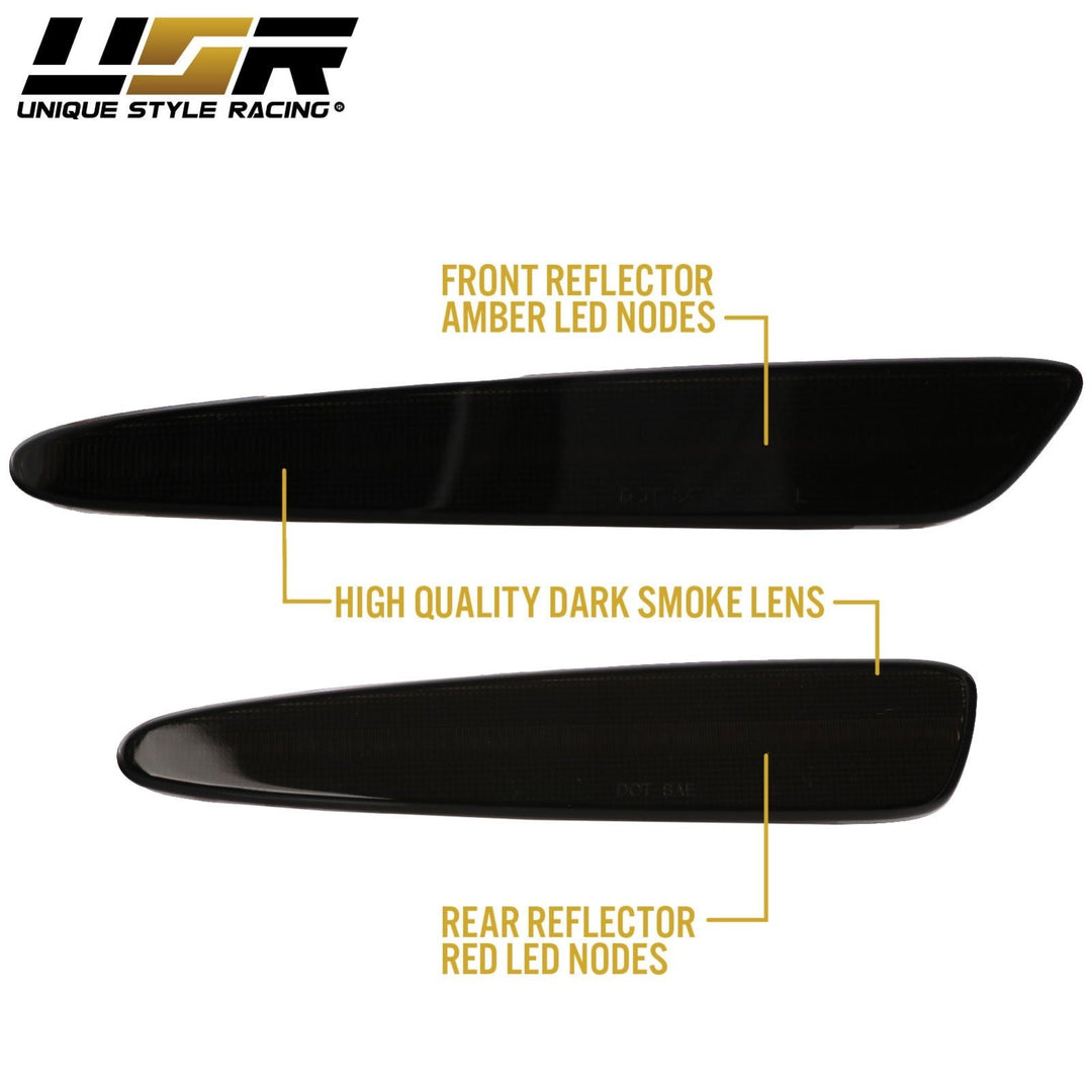 2005 - 2013 Chevrolet Corvette Clear or Smoke Lens Front + Rear Bumper Side Marker Light