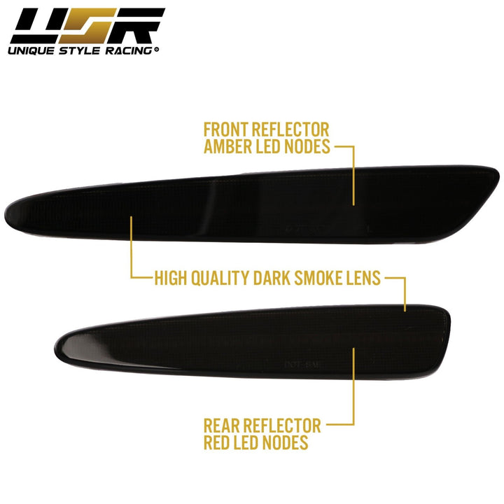 2005 - 2013 Chevrolet Corvette Clear or Smoke Lens Front + Rear Bumper Side Marker Light