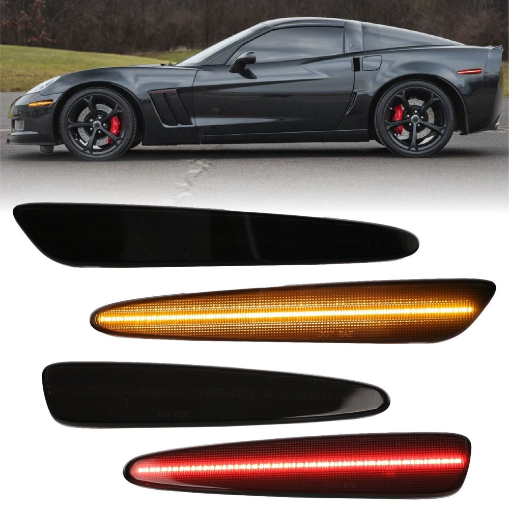 2005 - 2013 Chevrolet Corvette Clear or Smoke Lens Front + Rear Bumper Side Marker Light