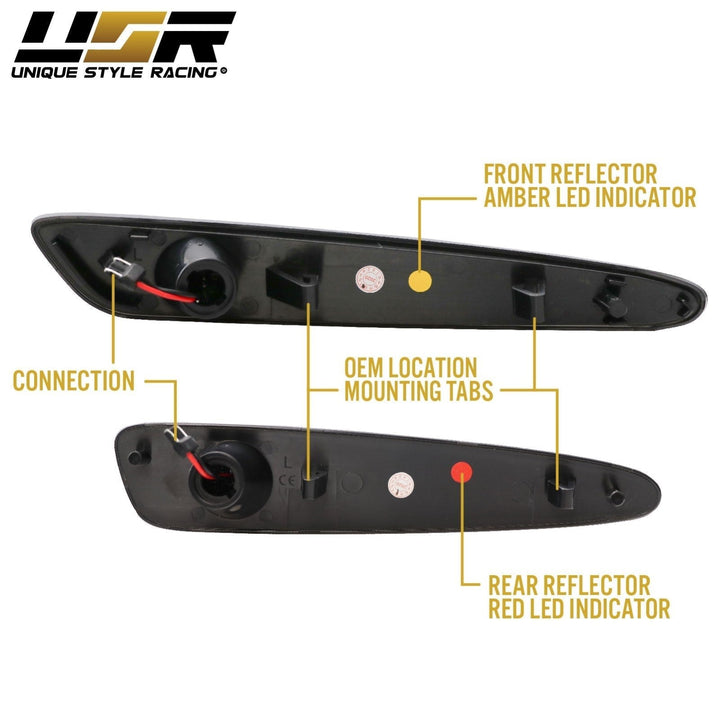 2005 - 2013 Chevrolet Corvette Clear or Smoke Lens Front + Rear Bumper Side Marker Light