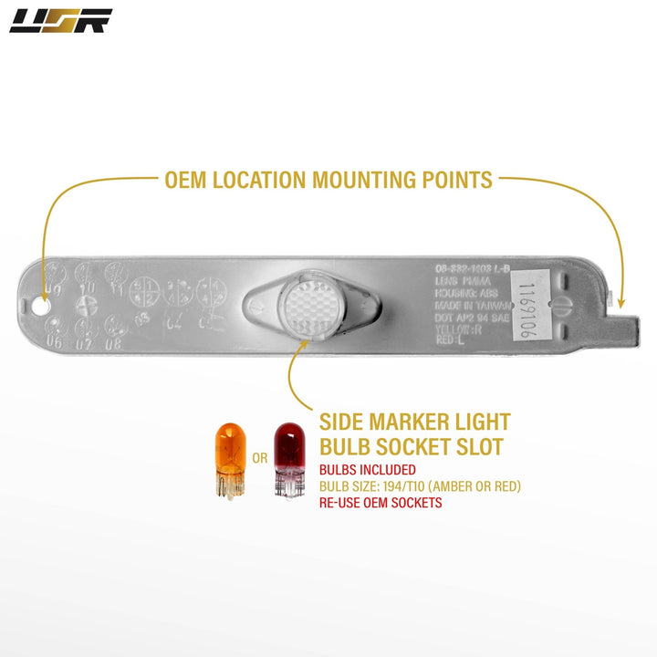 1995-2001 Chevrolet Lumina & 1995-1992 Chevrolet Monte Carlo Front Or Rear Clear Lens Bumper Side Marker Lights