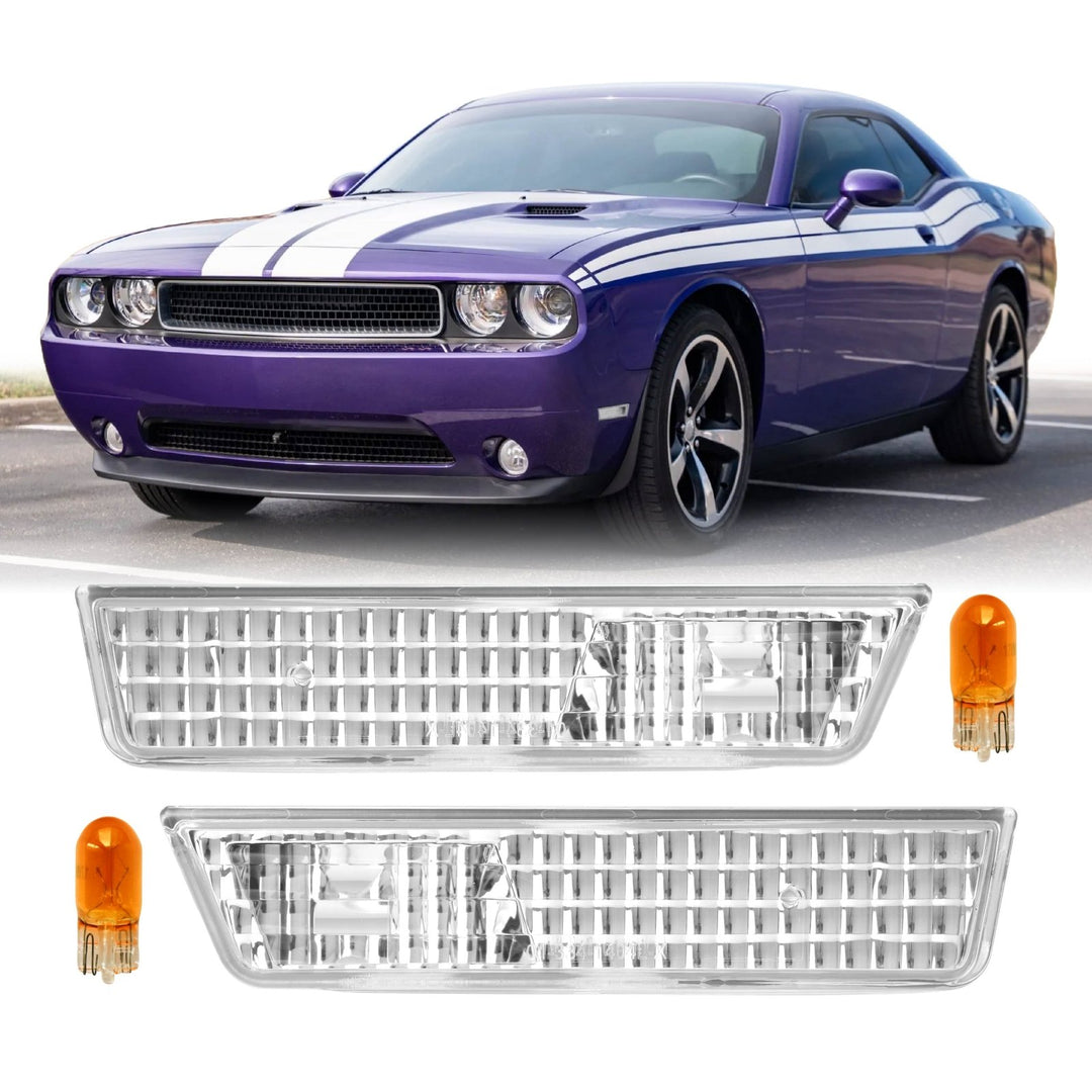 2008 2009 2010 2011 2012 2013 2014 Dodge Challenger R/T R T SRT8 SRT 8 Clear or Smoke Bumper Side Marker Light

#lens-color_clear-lens