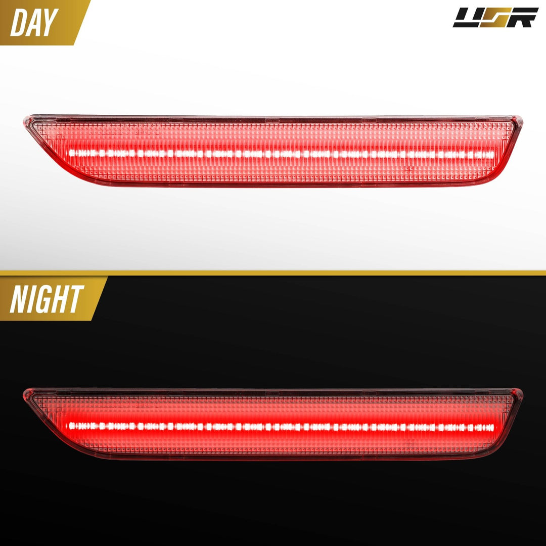 2010-2014 Ford Mustang Clear Lens Red LED Rear Bumper Side Marker Lights