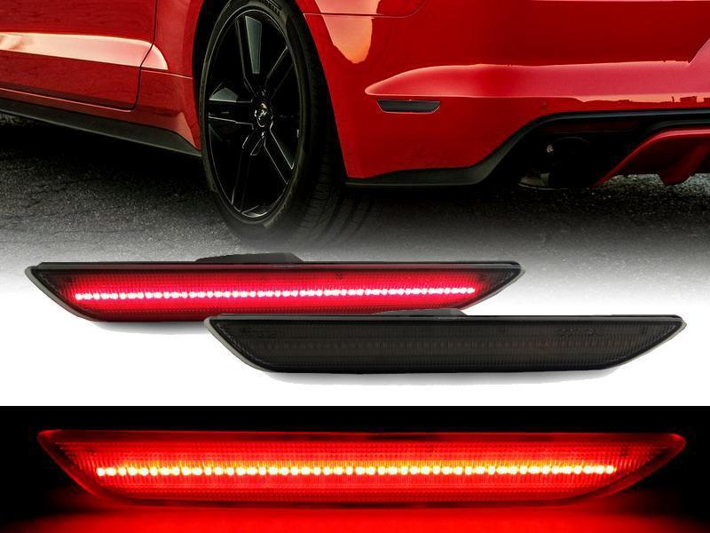 2015 - 2020 Ford Mustang Pair V6 GT Clear or Smoke Lens Rear Red LED Bumper Side Marker Lights