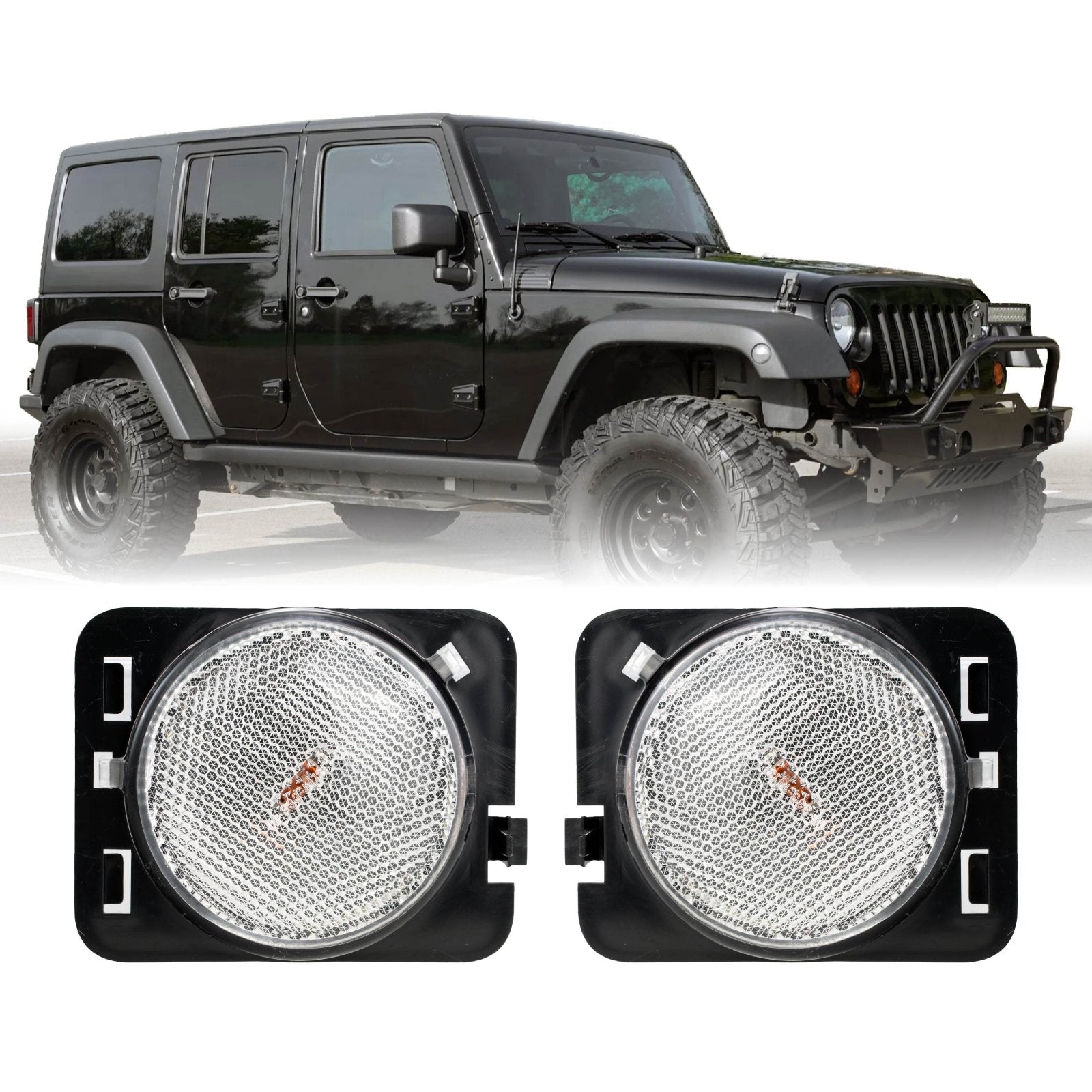 2007-2014 Jeep Wrangler JK Clear or Smoke Lens Fender Side Marker