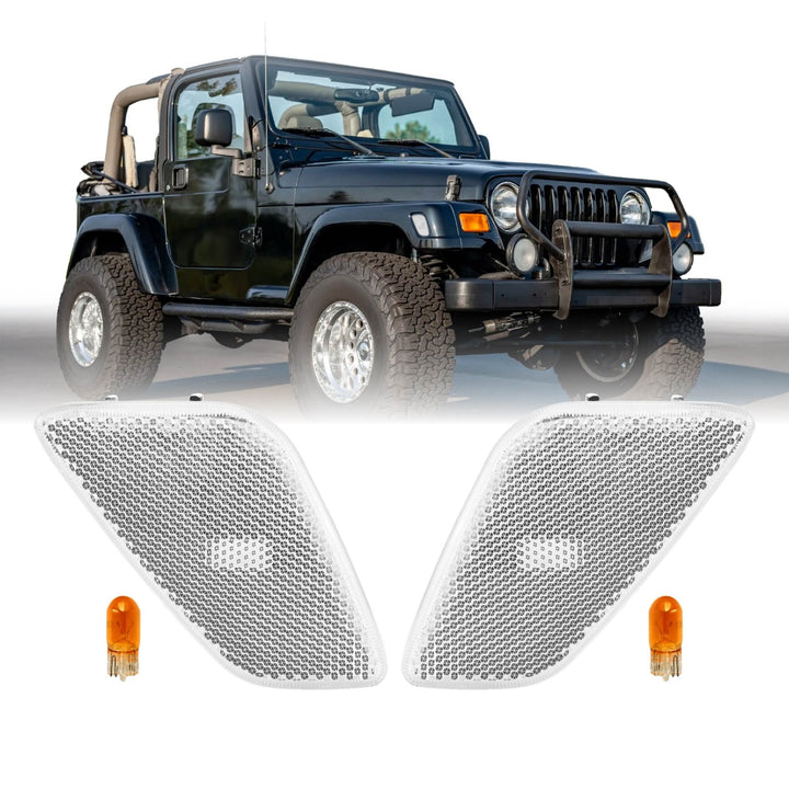 1997-2006 Jeep Wrangler TJ Clear Lens Front Fender Side Marker Lights