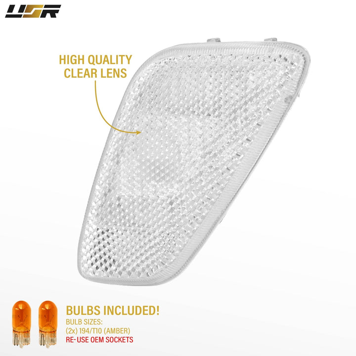 1997-2006 Jeep Wrangler TJ Clear Lens Front Fender Side Marker Lights
