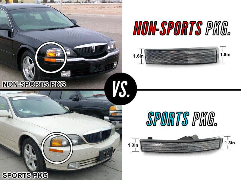 2000 - 2002 Lincoln LS Non Sport Pkg Model Front Bumper Side Marker Lights