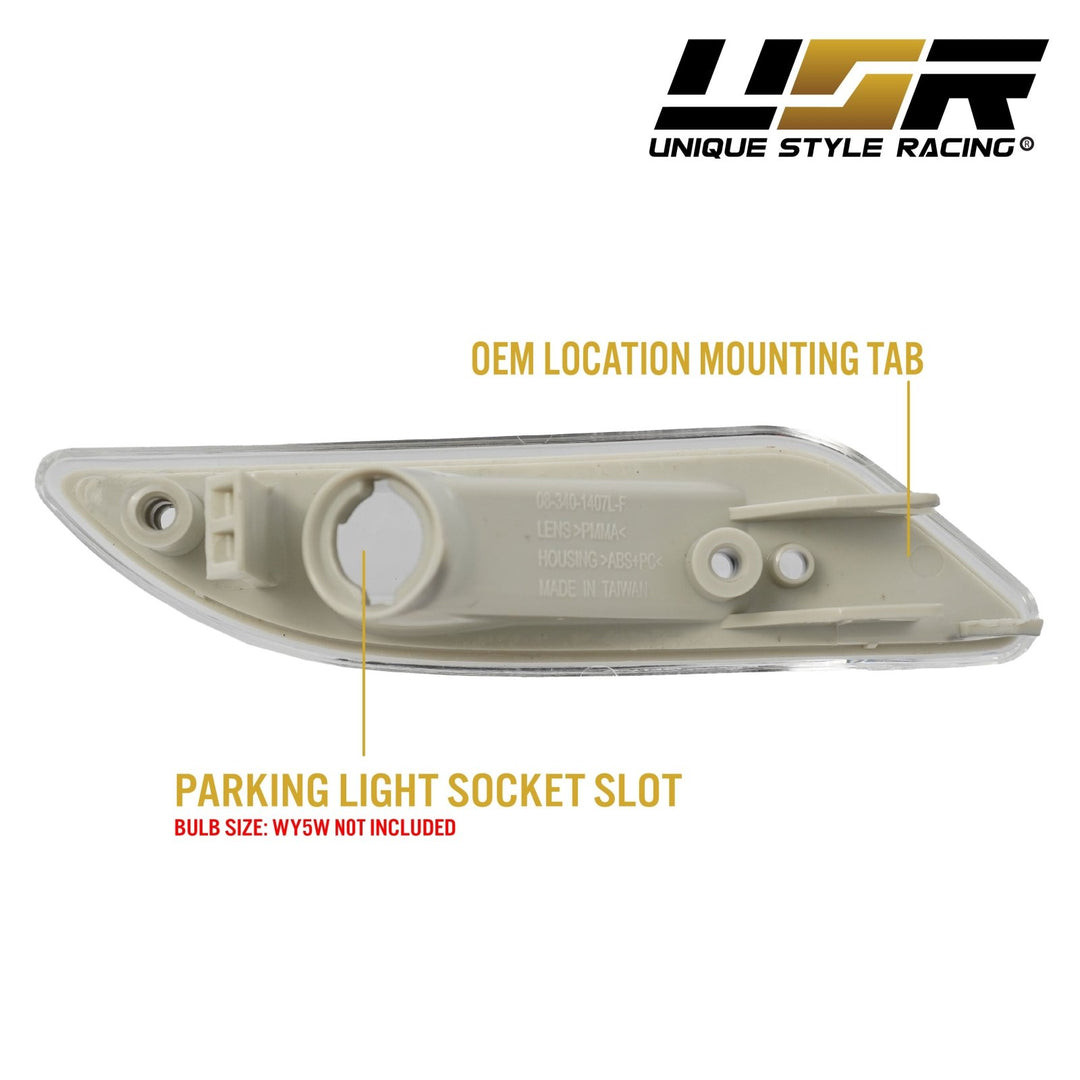 2005-2011 Mercedes SLK Class R171 Crystal Clear or Crystal Smoke Front Bumper Side Marker Light

#lens-color_crystal-clear-lens-with-chrome-amber-bulbs