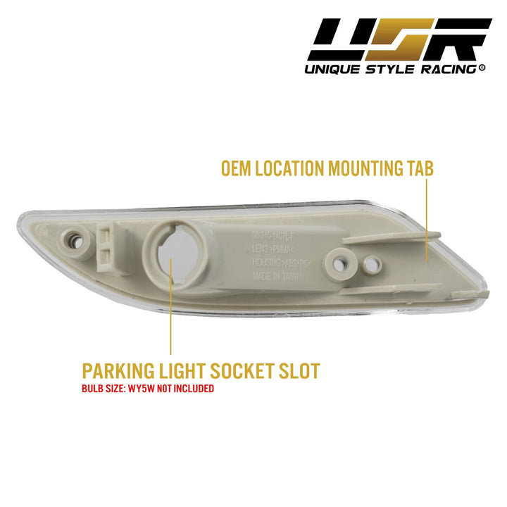 2005-2011 Mercedes SLK Class R171 Crystal Clear or Crystal Smoke Front Bumper Side Marker Light

#lens-color_crystal-clear-lens-with-chrome-amber-bulbs