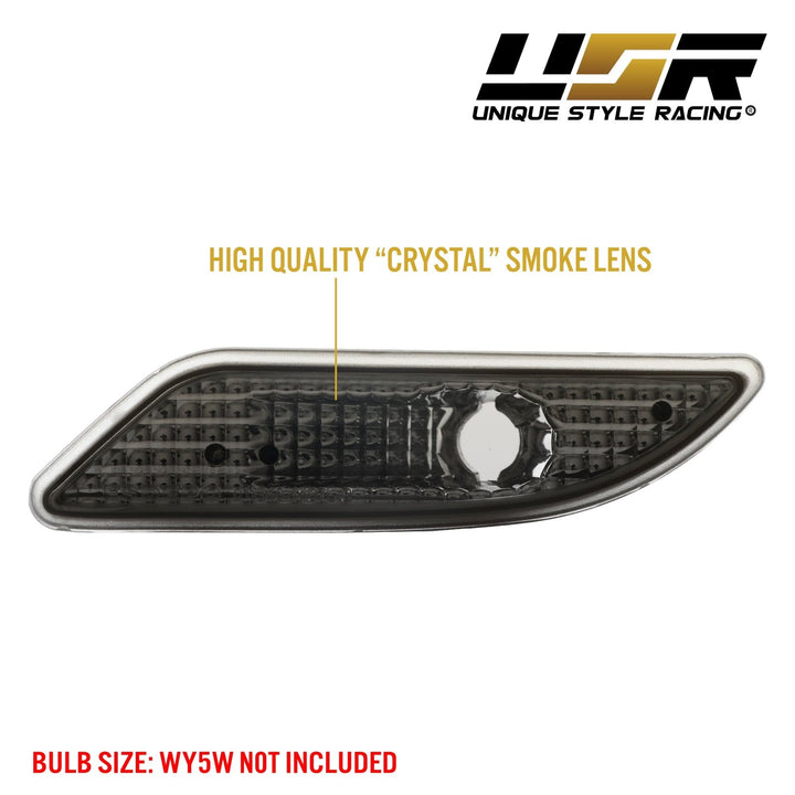 2005-2011 Mercedes SLK Class R171 Crystal Clear or Crystal Smoke Front Bumper Side Marker Light

#lens-color_crystal-smoke-lens-with-chrome-amber-bulbs